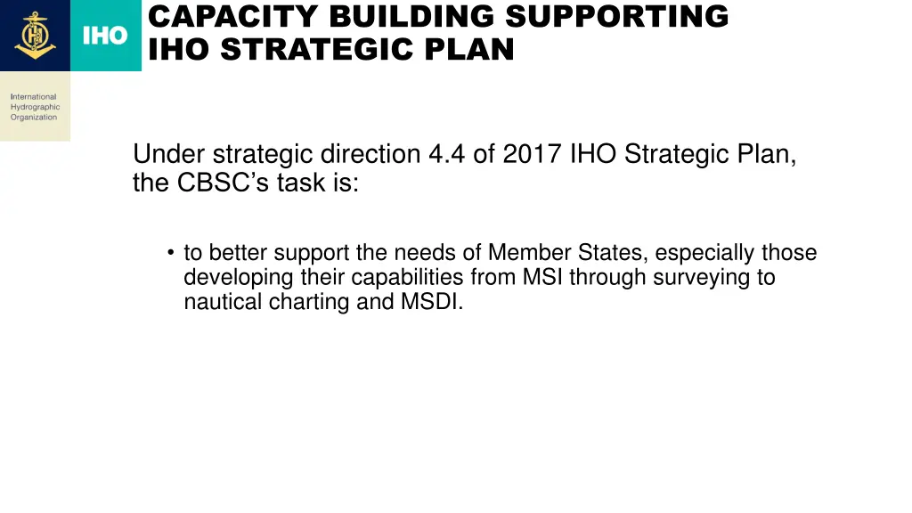 capacity building supporting iho strategic plan