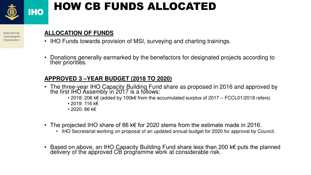 how cb funds allocated