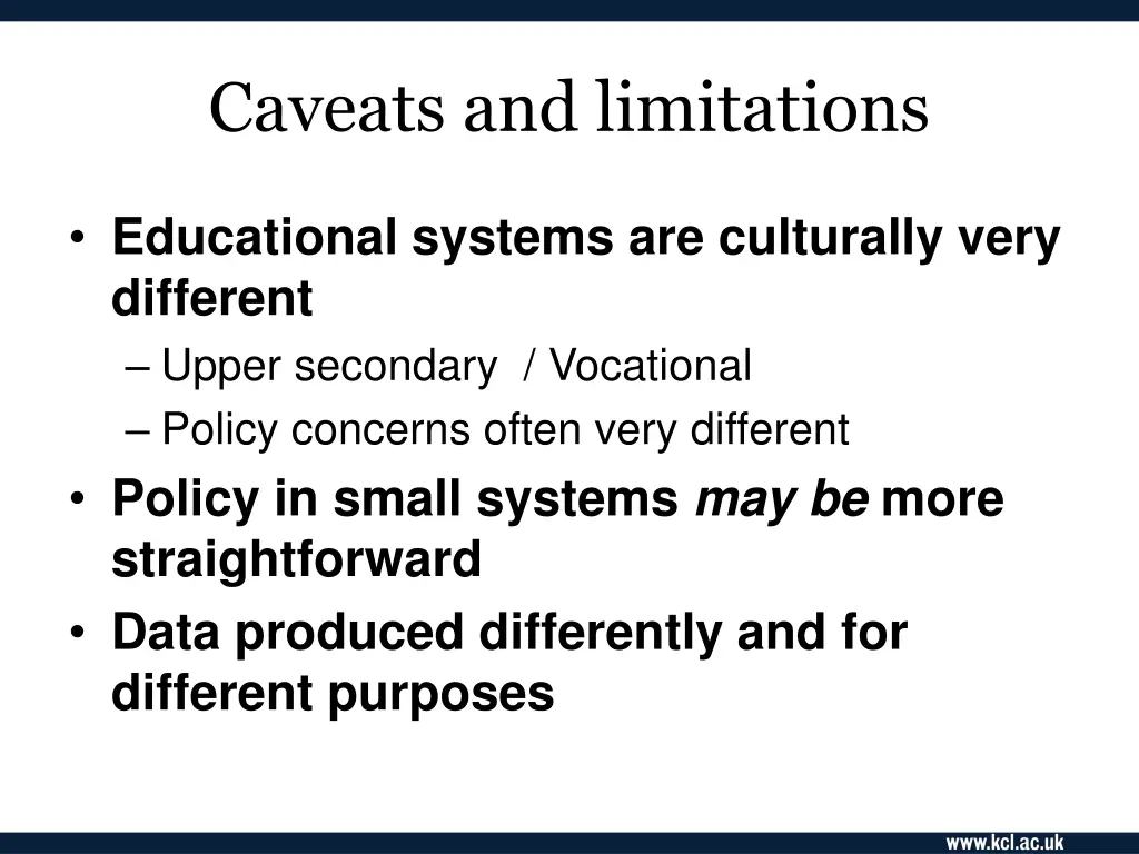 caveats and limitations