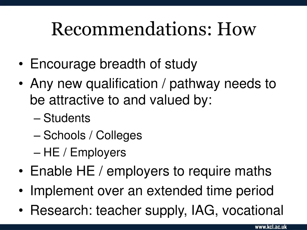 recommendations how