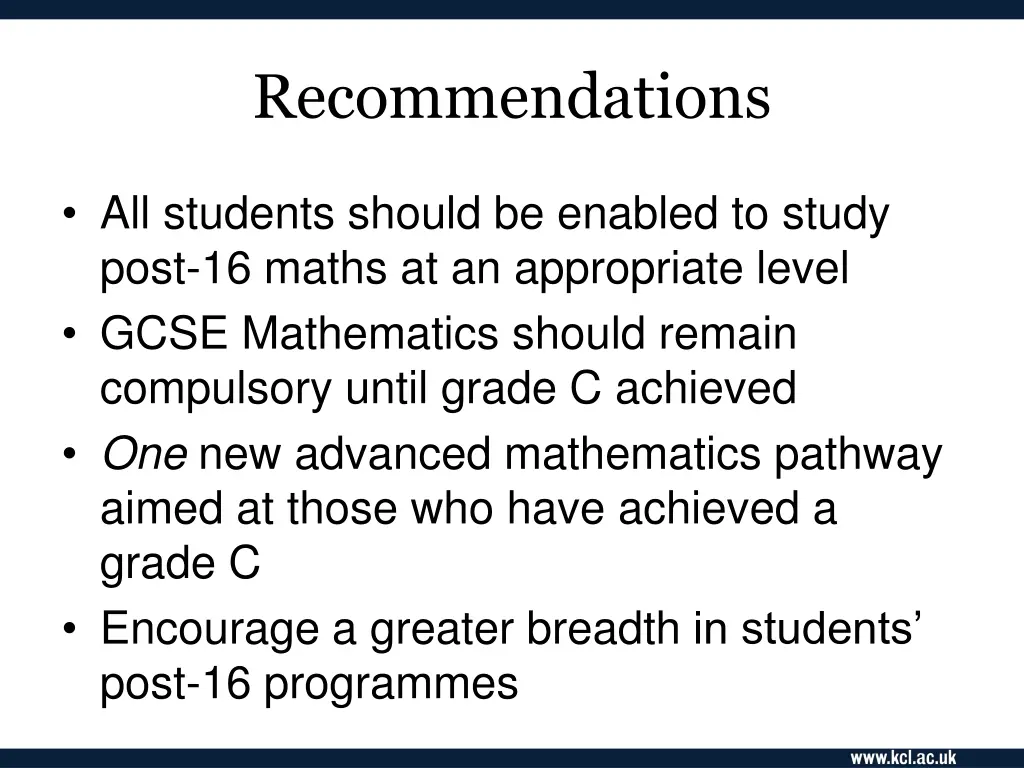 recommendations