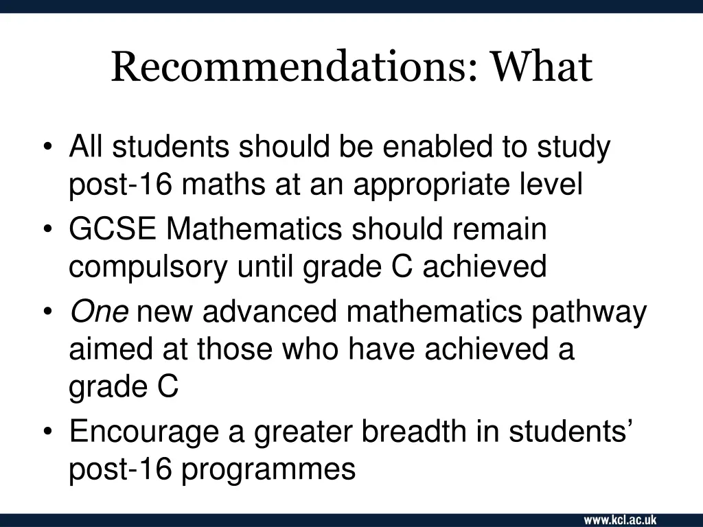 recommendations what