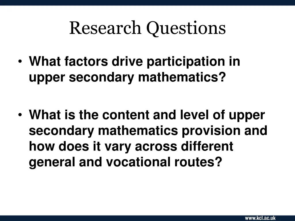research questions