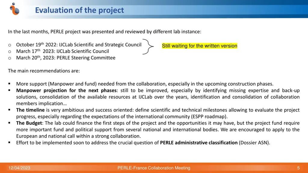 evaluation of the project