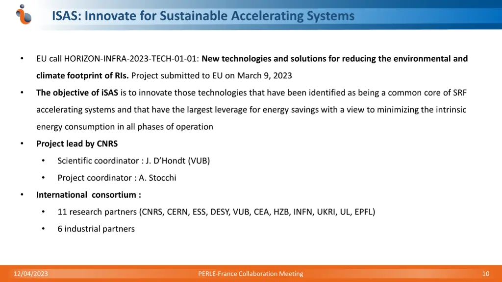 isas innovate for sustainable accelerating systems