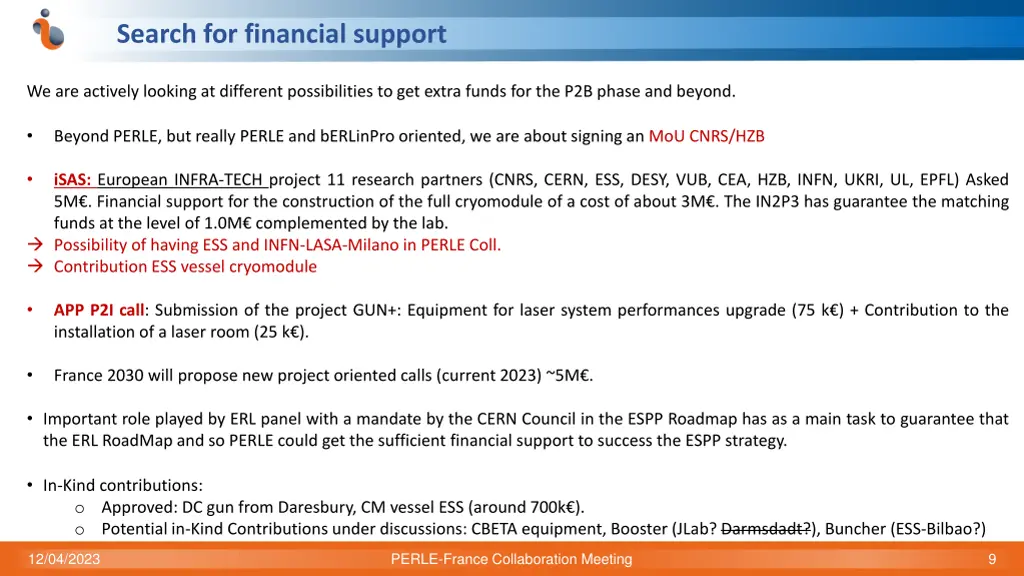 search for financial support