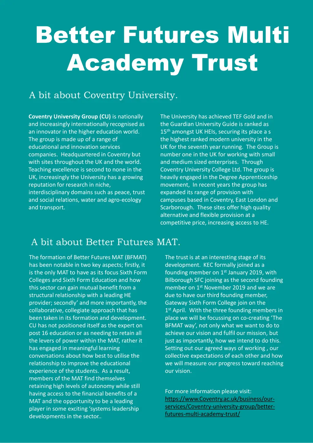 better futures multi academy trust