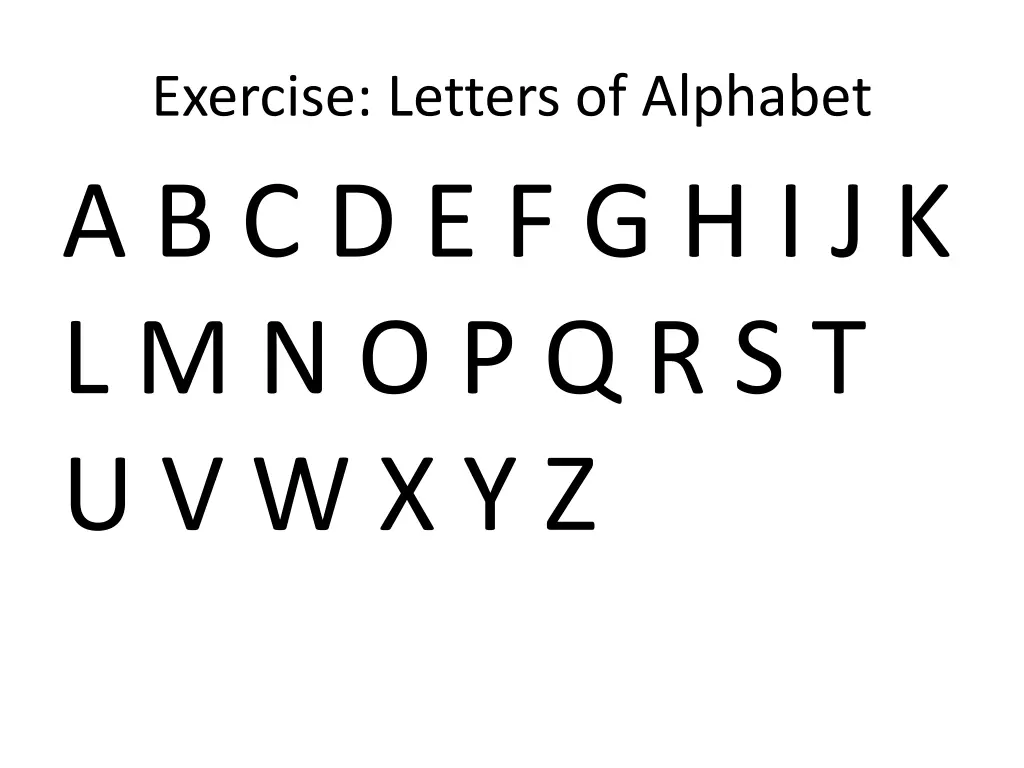 exercise letters of alphabet