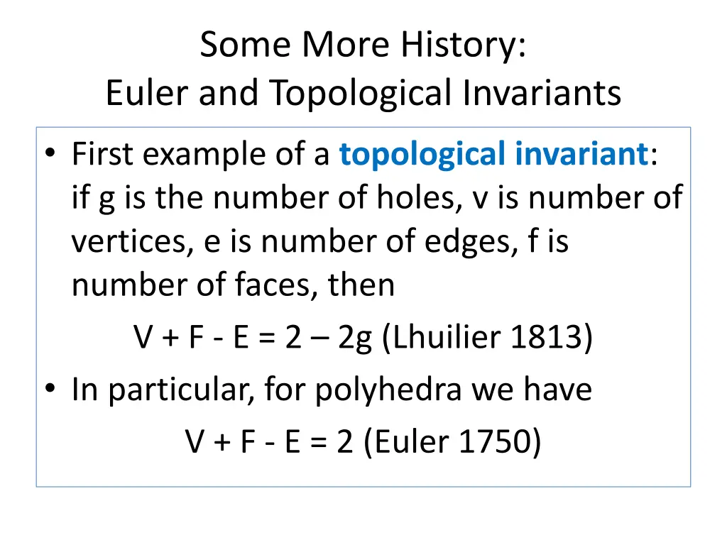 some more history euler and topological