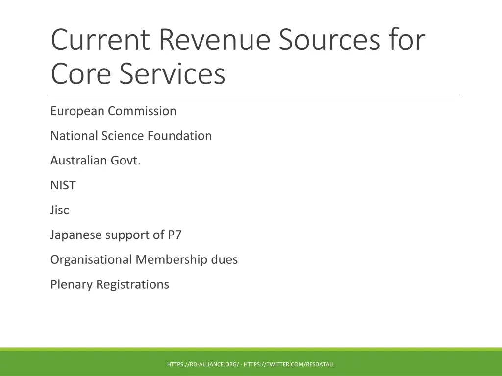 current revenue sources for core services