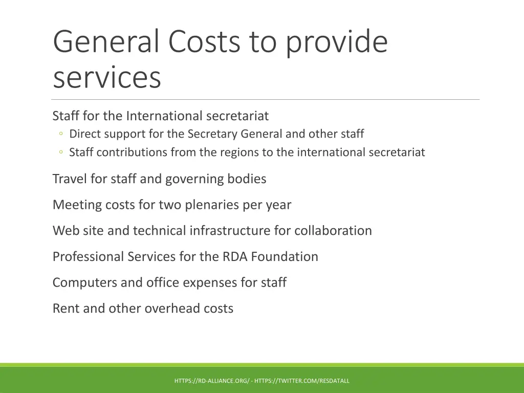 general costs to provide services