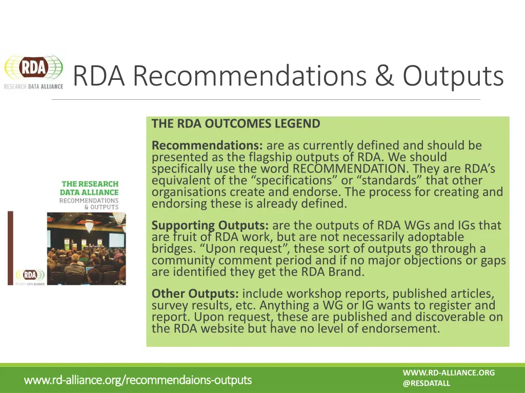 rda recommendations outputs