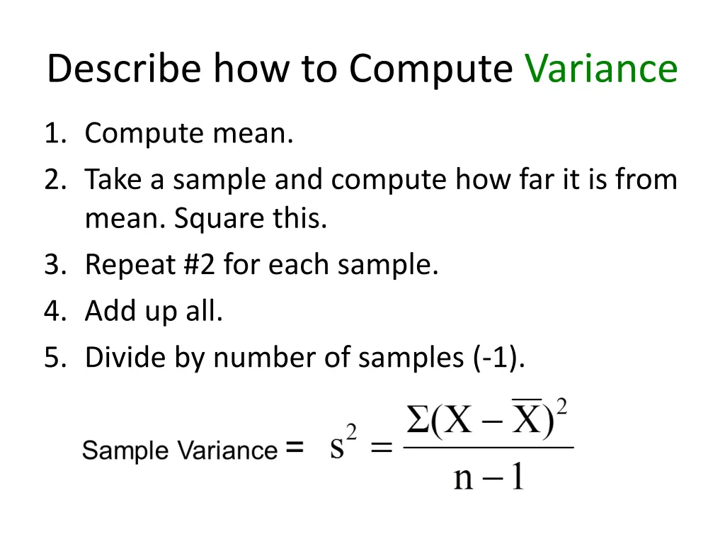 describe how to compute variance 1