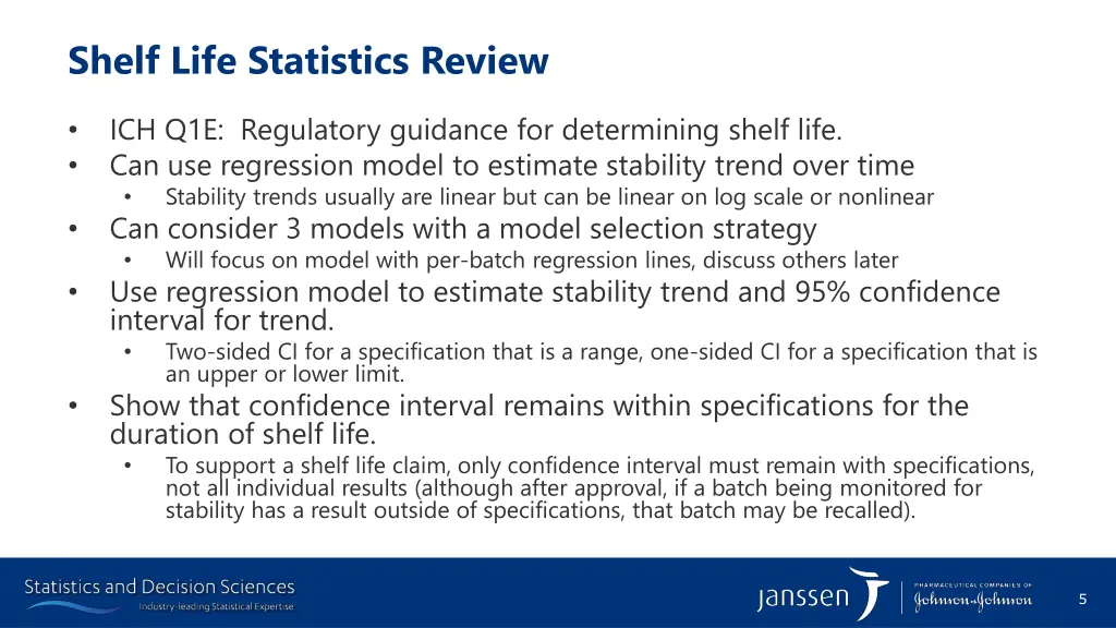 shelf life statistics review