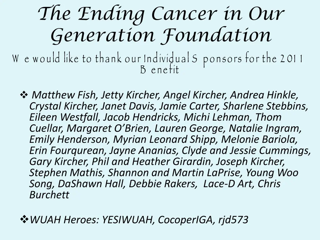 the ending cancer in our generation foundation 7