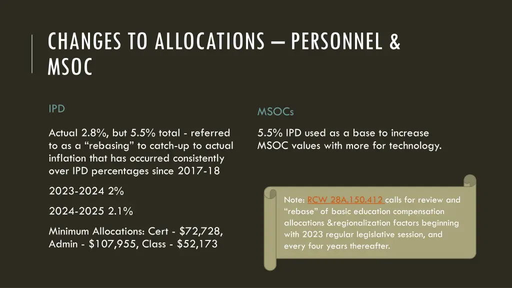 changes to allocations personnel msoc