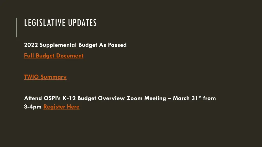 legislative updates