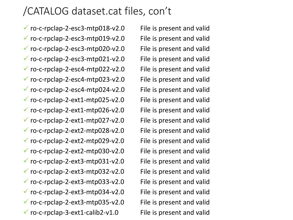 catalog dataset cat files con t