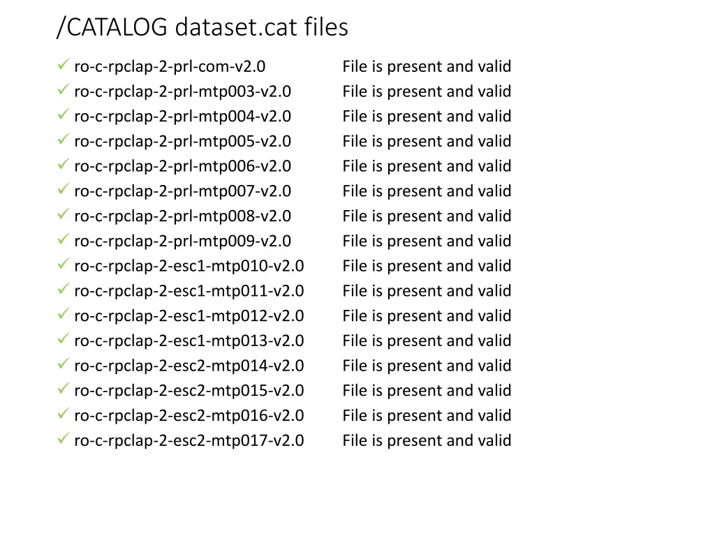 catalog dataset cat files