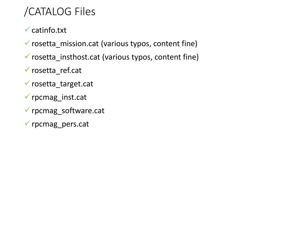 catalog files