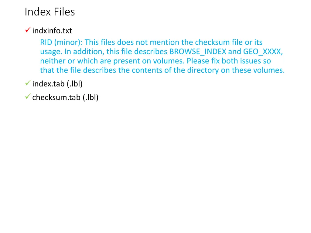 index files