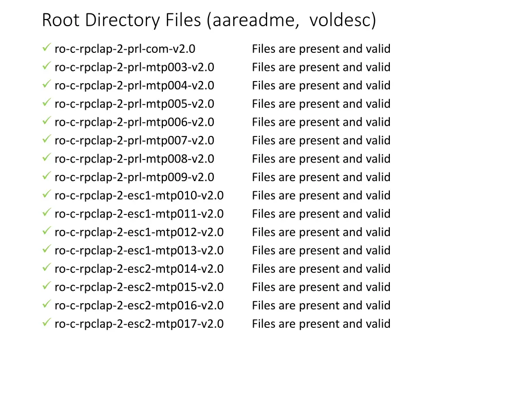root directory files aareadme voldesc