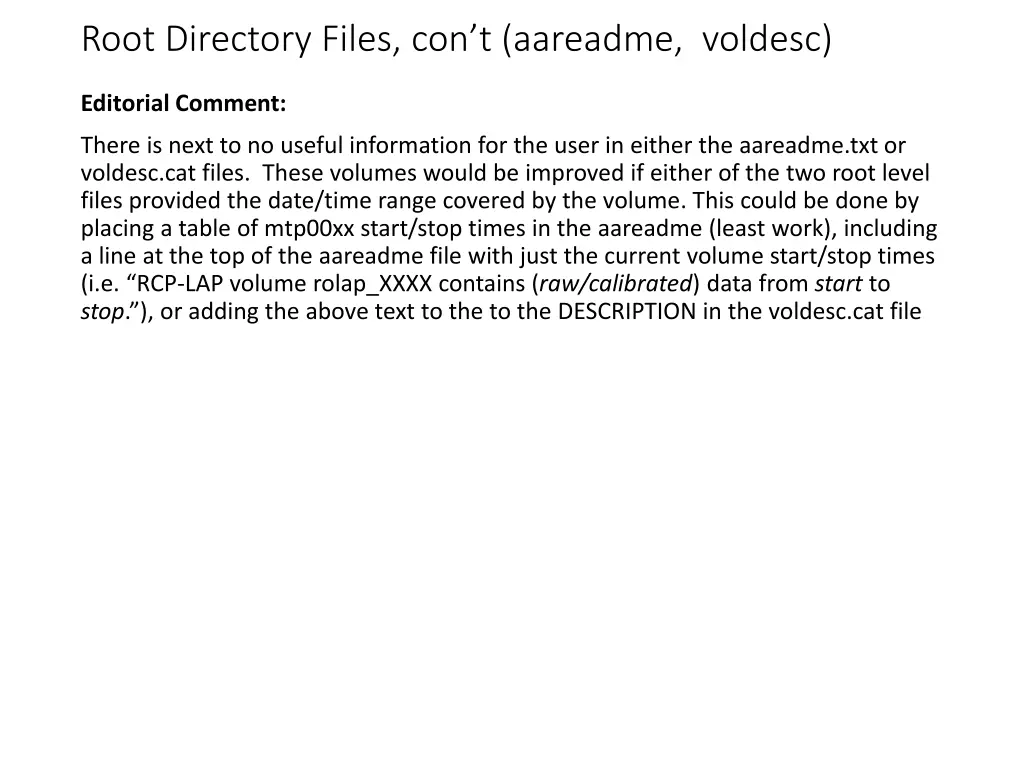 root directory files con t aareadme voldesc 1