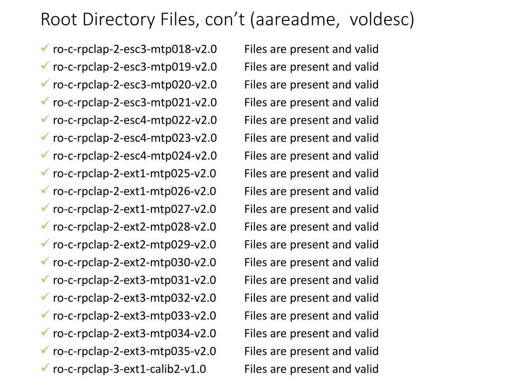 root directory files con t aareadme voldesc