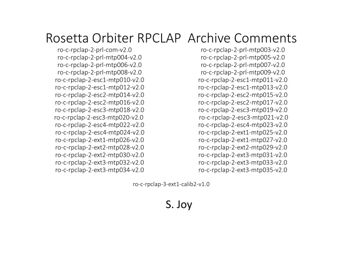rosetta orbiter rpclap archive comments