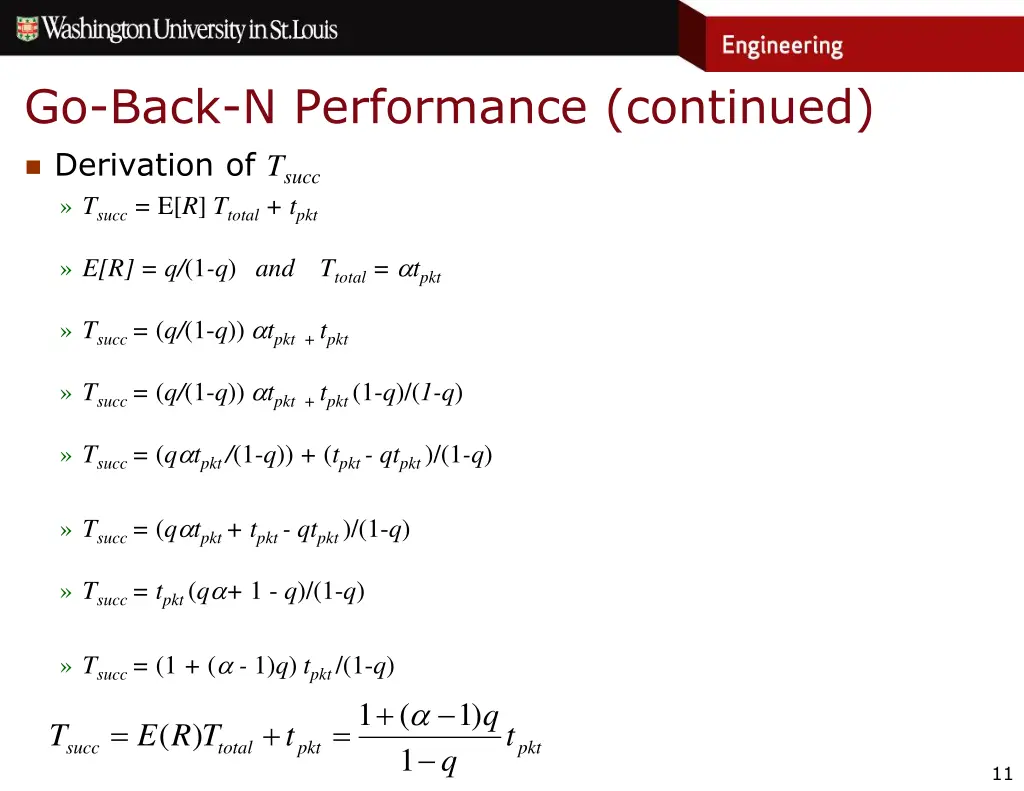 go back n performance continued derivation