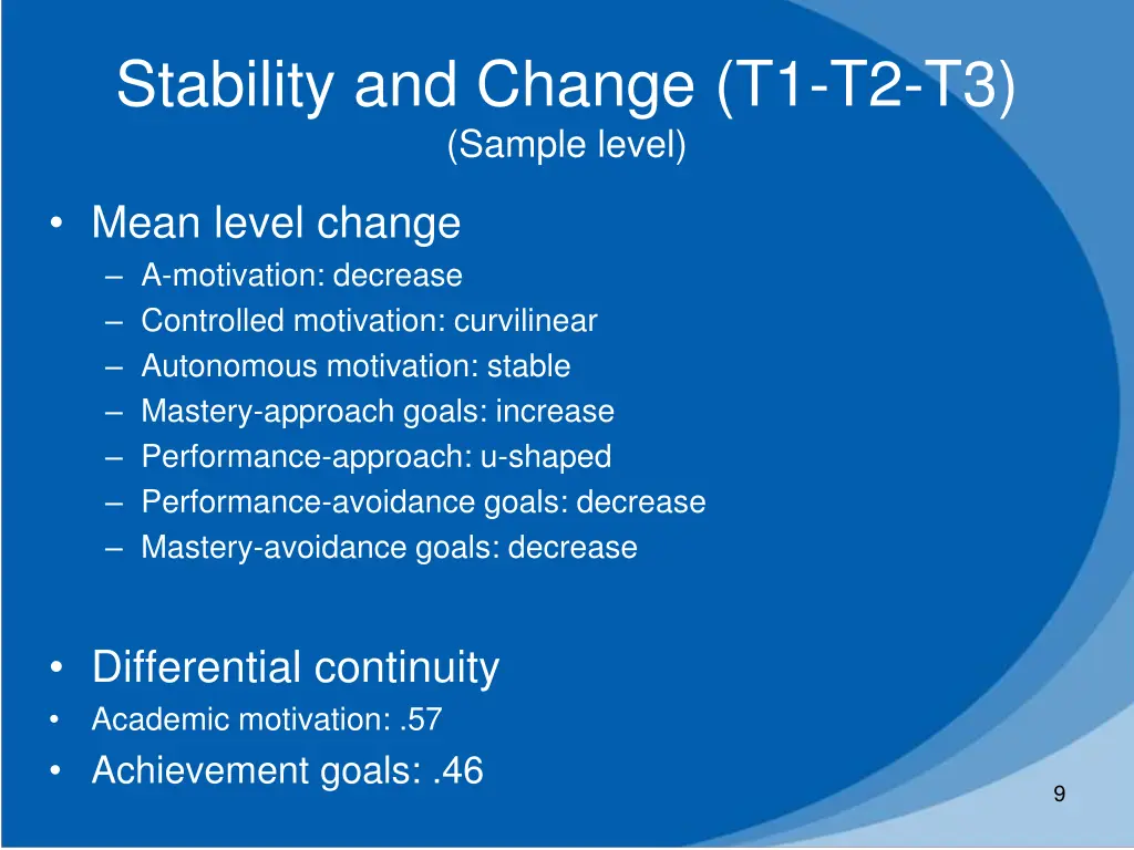 stability and change t1 t2 t3 sample level