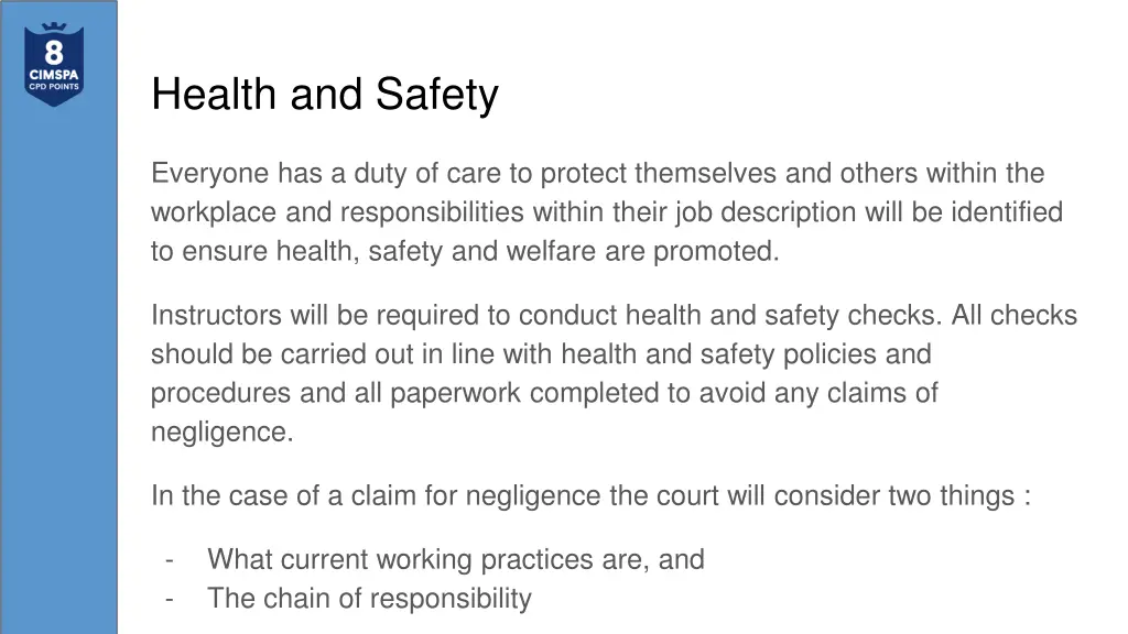 health and safety