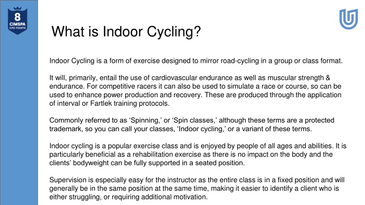what is indoor cycling
