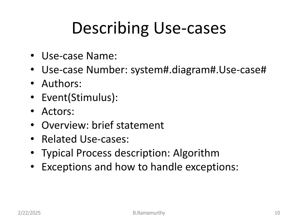 describing use cases