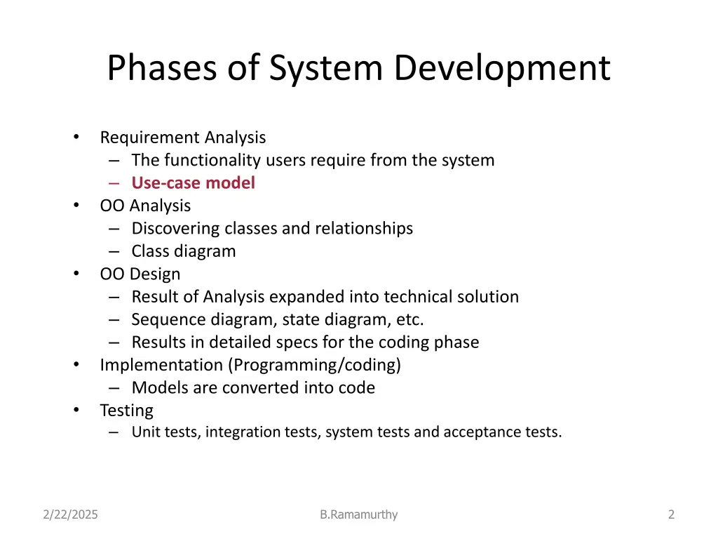 phases of system development