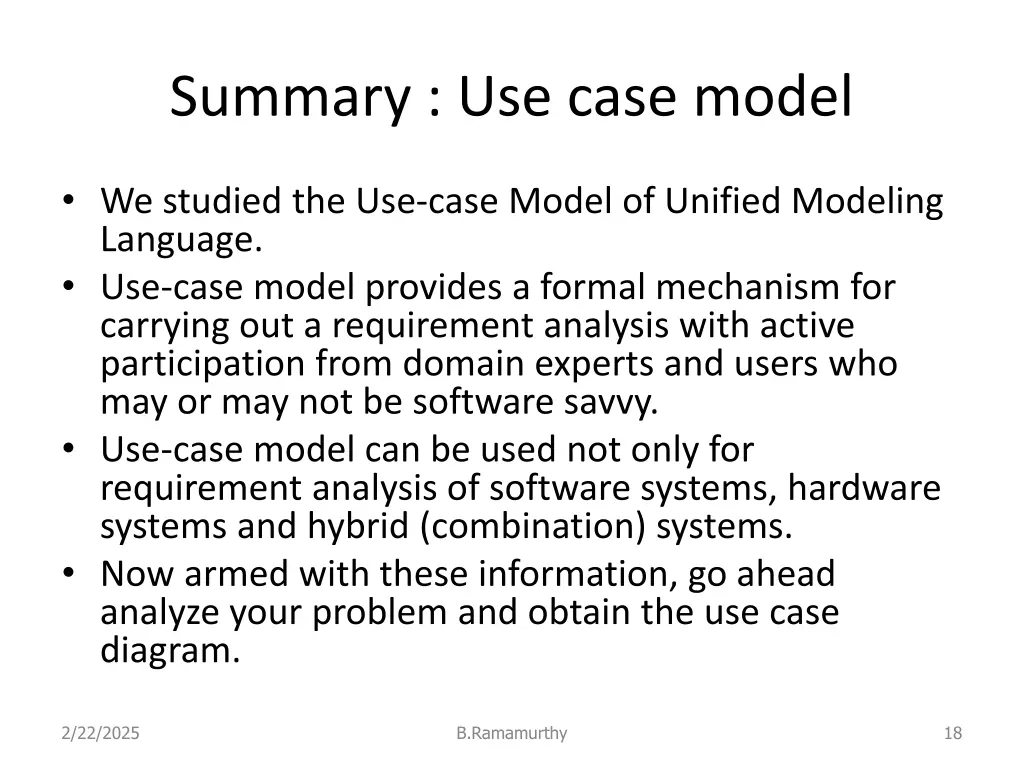 summary use case model