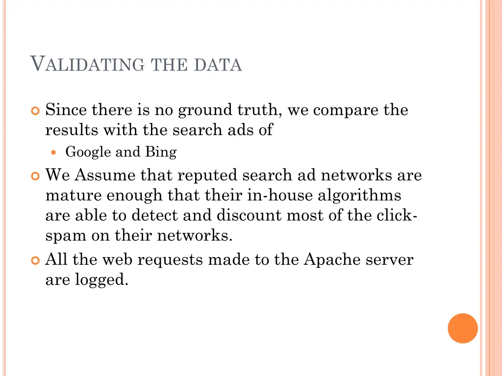 v alidating the data
