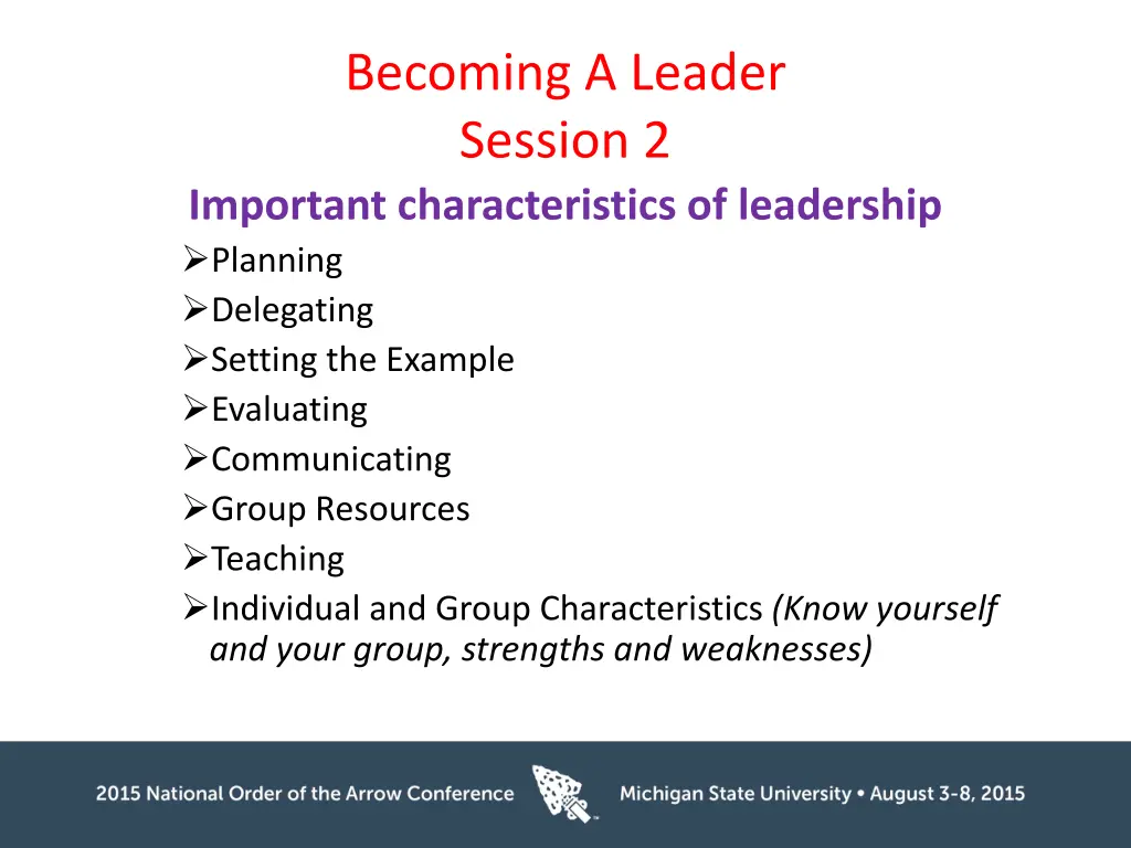 becoming a leader session 2 important