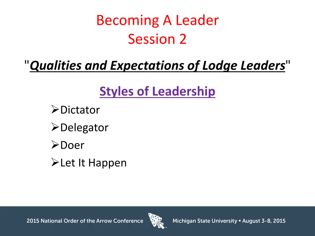 becoming a leader session 2