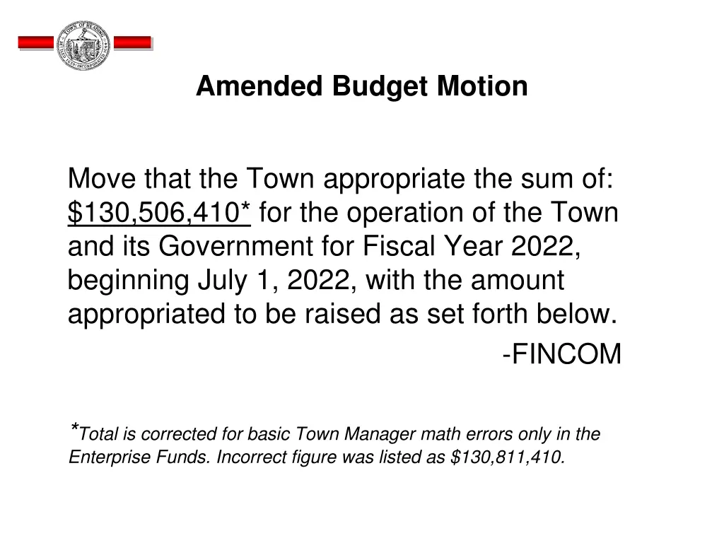 amended budget motion