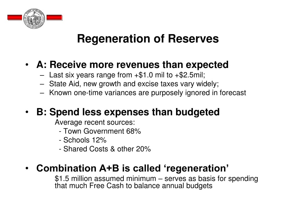 regeneration of reserves