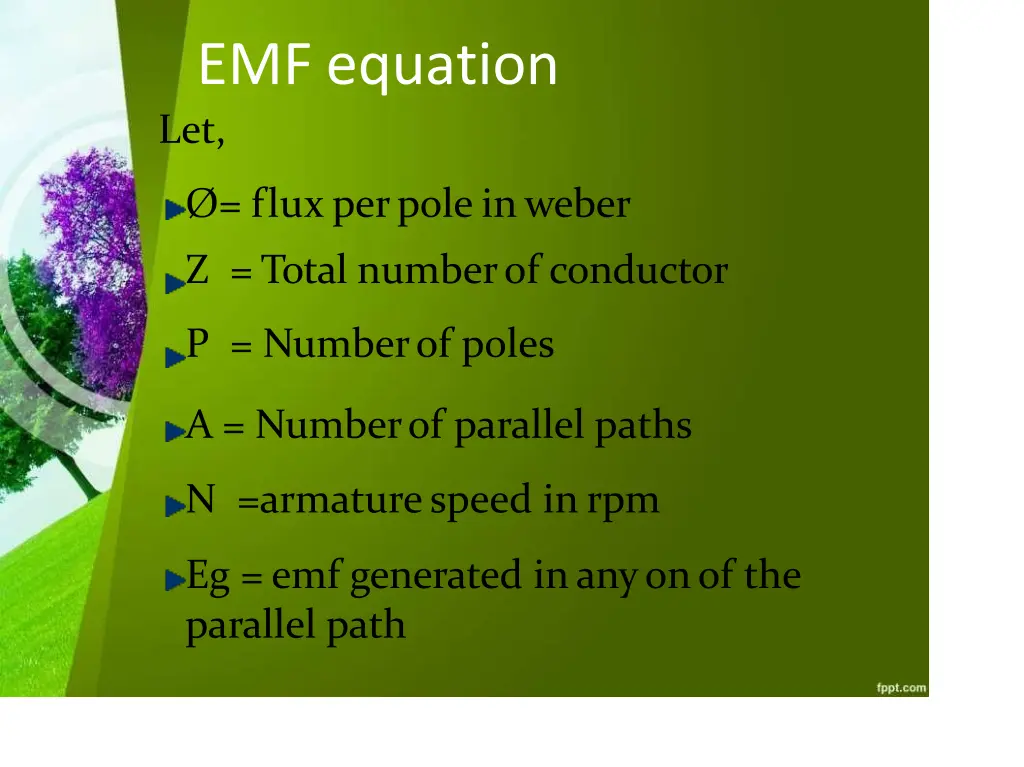 emf equation let