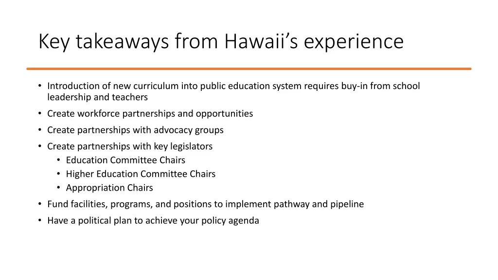 key takeaways from hawaii s experience