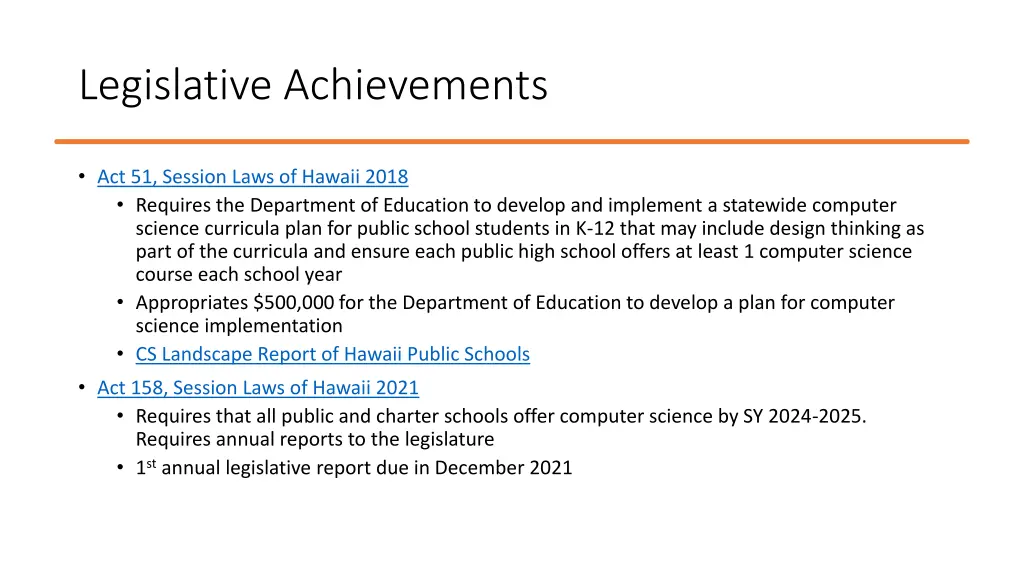 legislative achievements