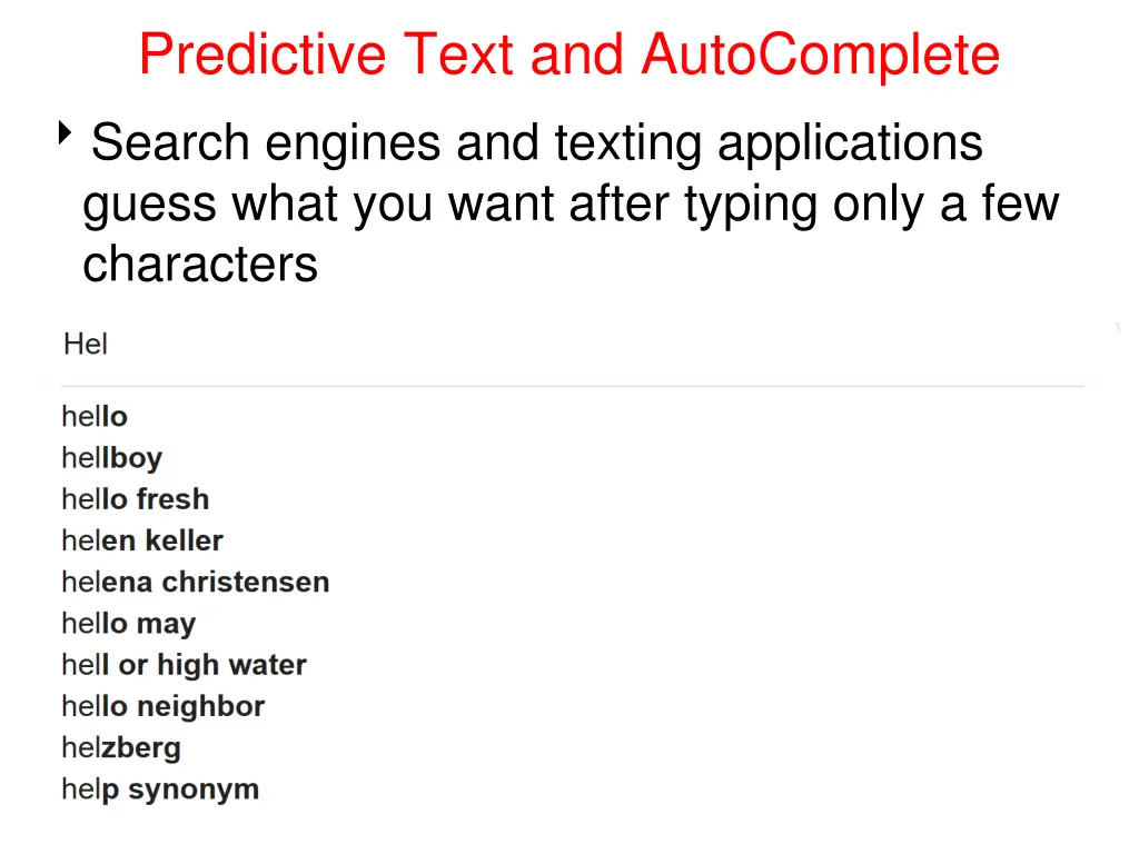 predictive text and autocomplete search engines