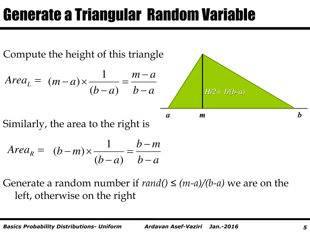 generate a triangular random variable