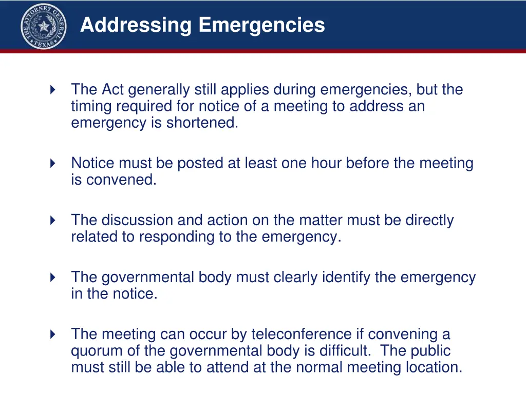 addressing emergencies