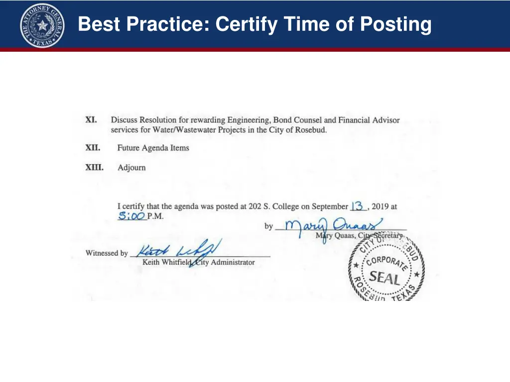 best practice certify time of posting