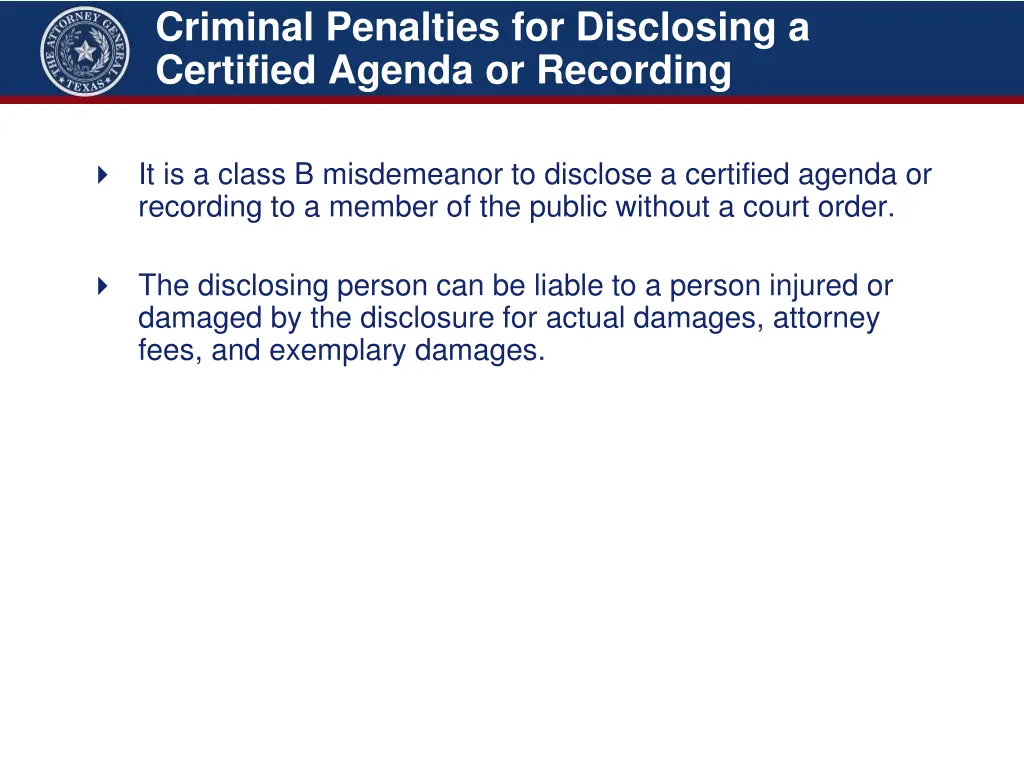 criminal penalties for disclosing a certified