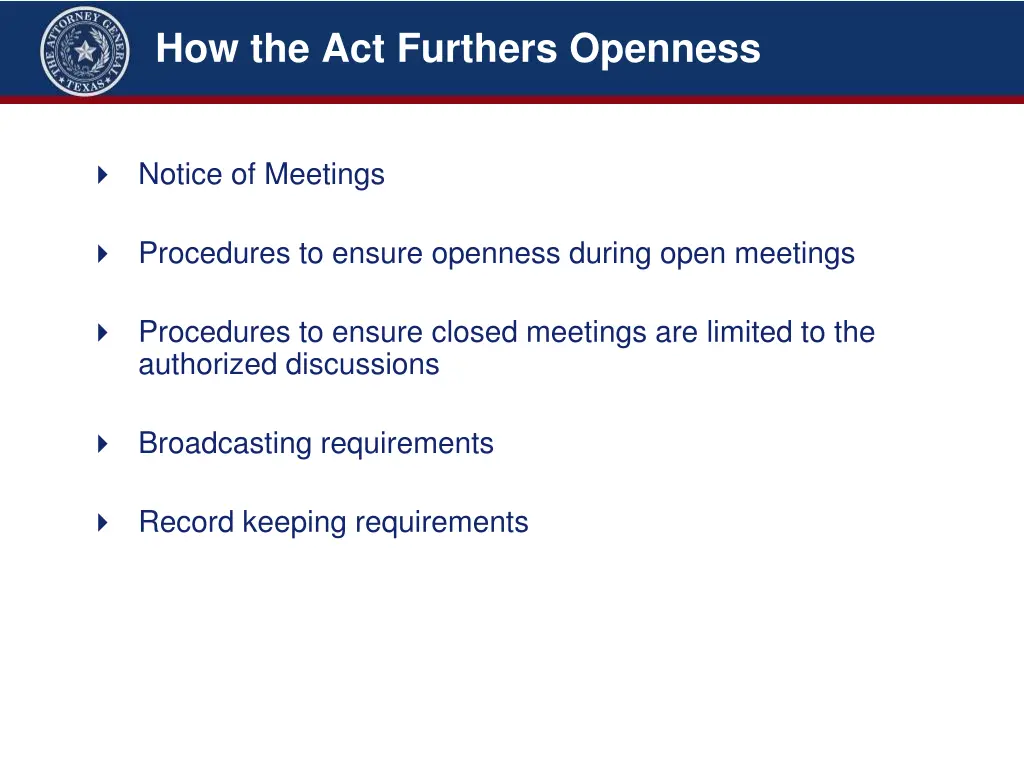 how the act furthers openness